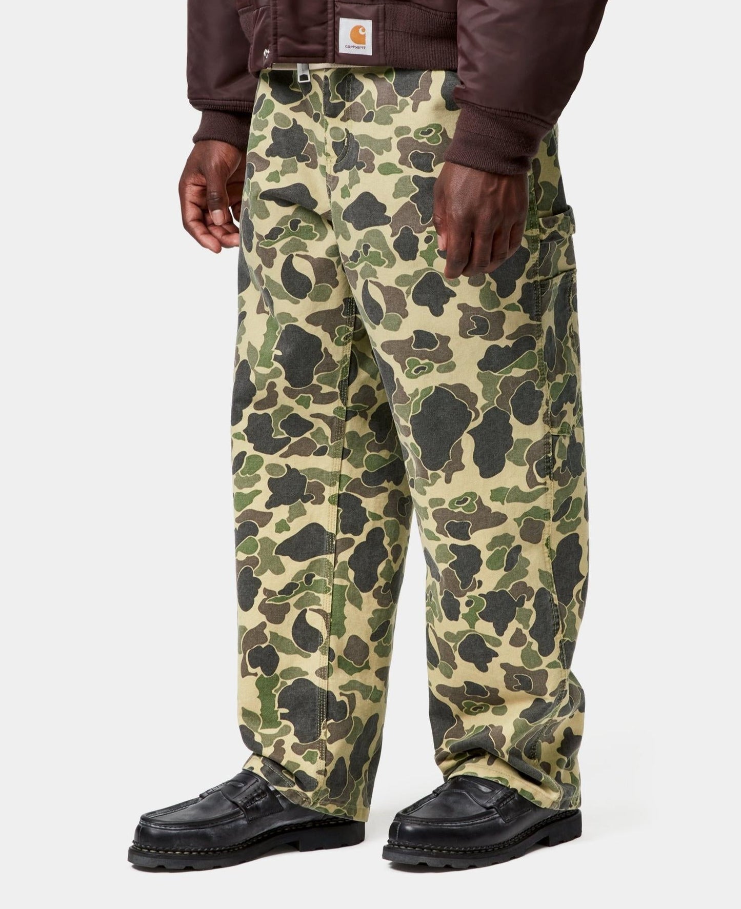 Carhartt WIP Duck Single Knee Pant Green Camo Duck Stone Washed