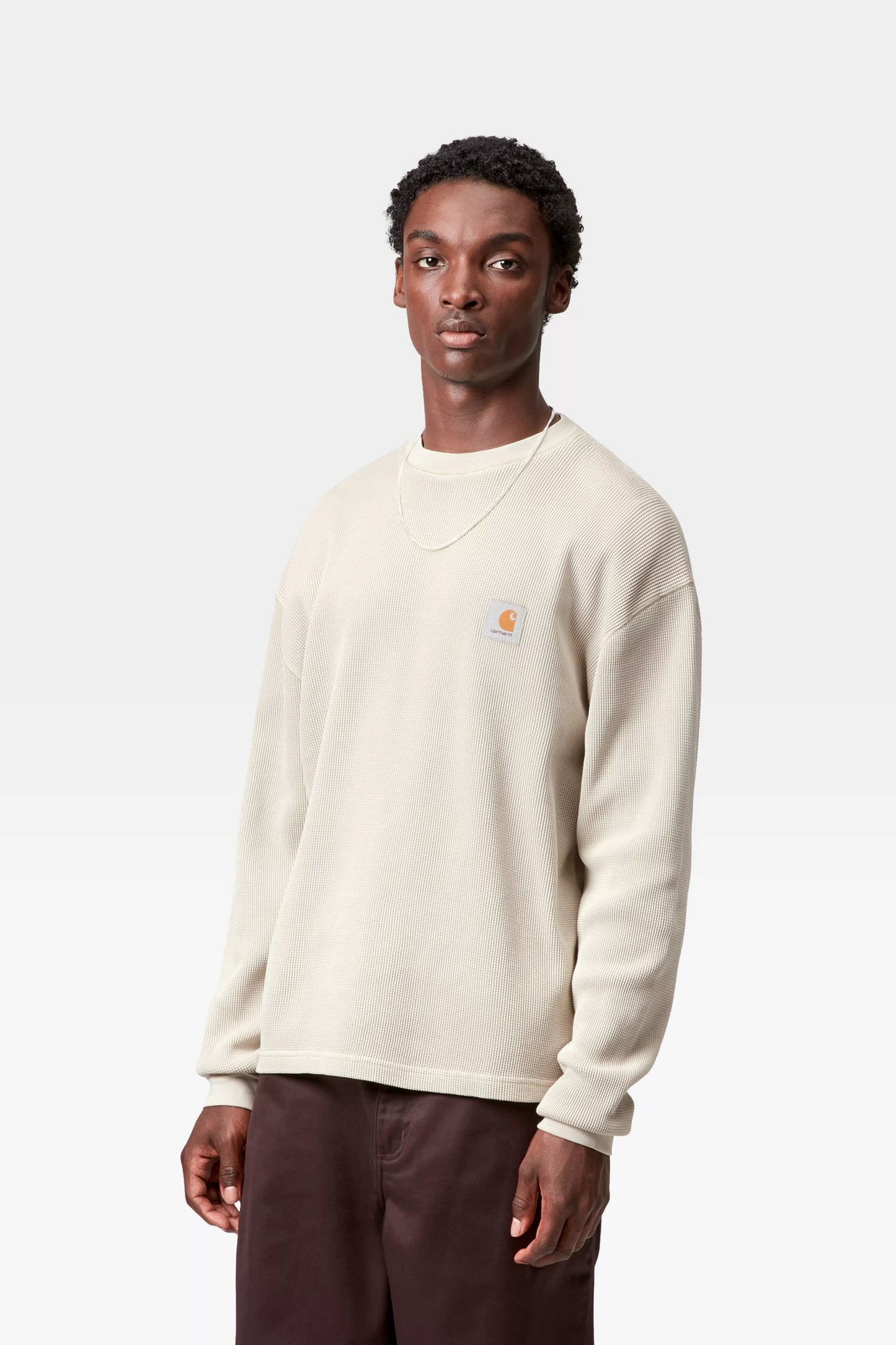 Carhartt WIP Long Sleeve Vista Waffle T-Shirt Fleur De Sel Garment Dyed