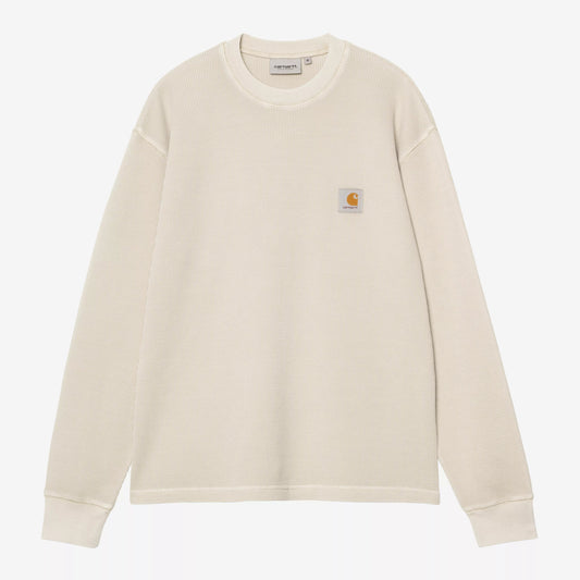 Carhartt WIP Long Sleeve Vista Waffle T-Shirt Fleur De Sel Garment Dyed