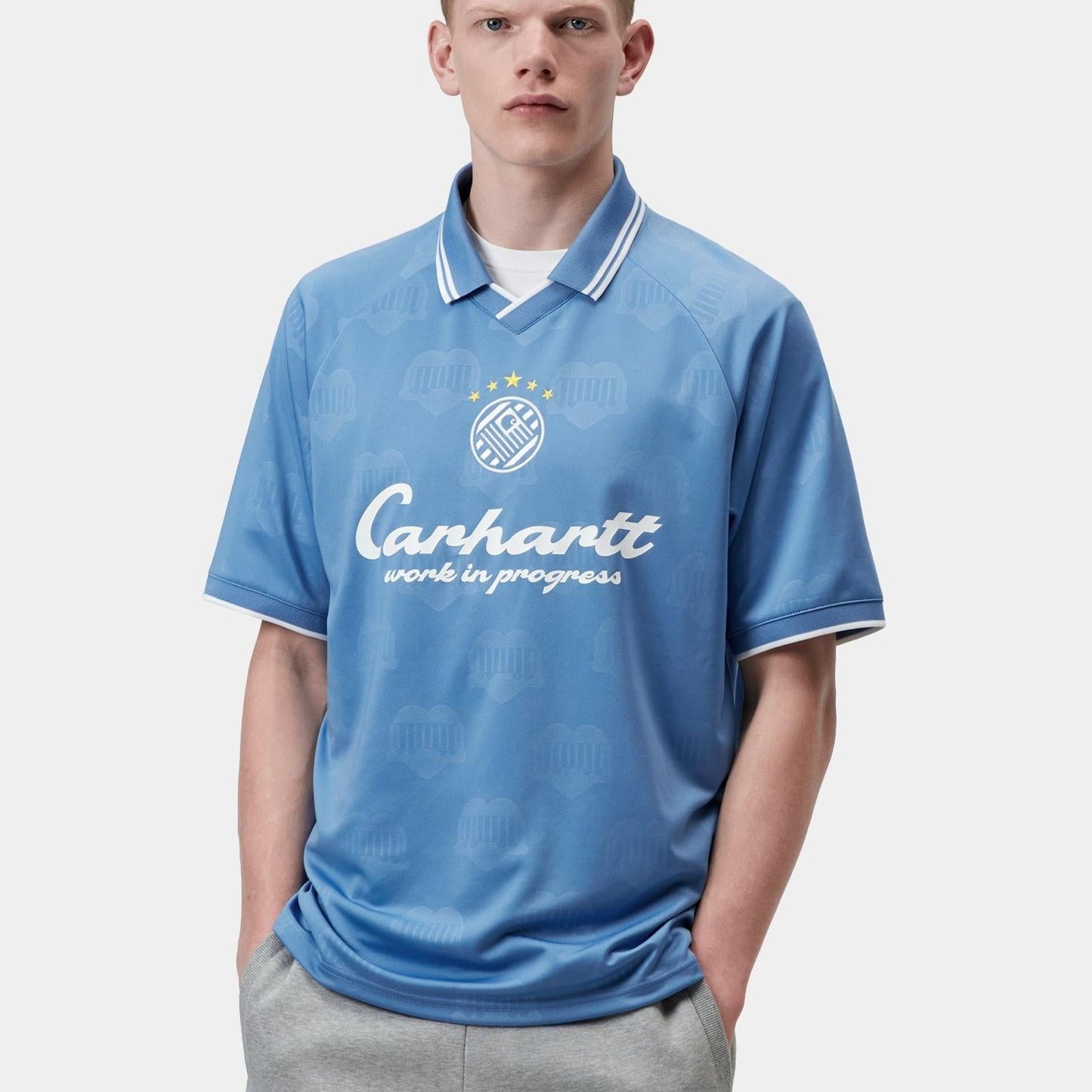 Carhartt WIP Terrace Football Jersey T-Shirt Curacao Heart Train Jacquard