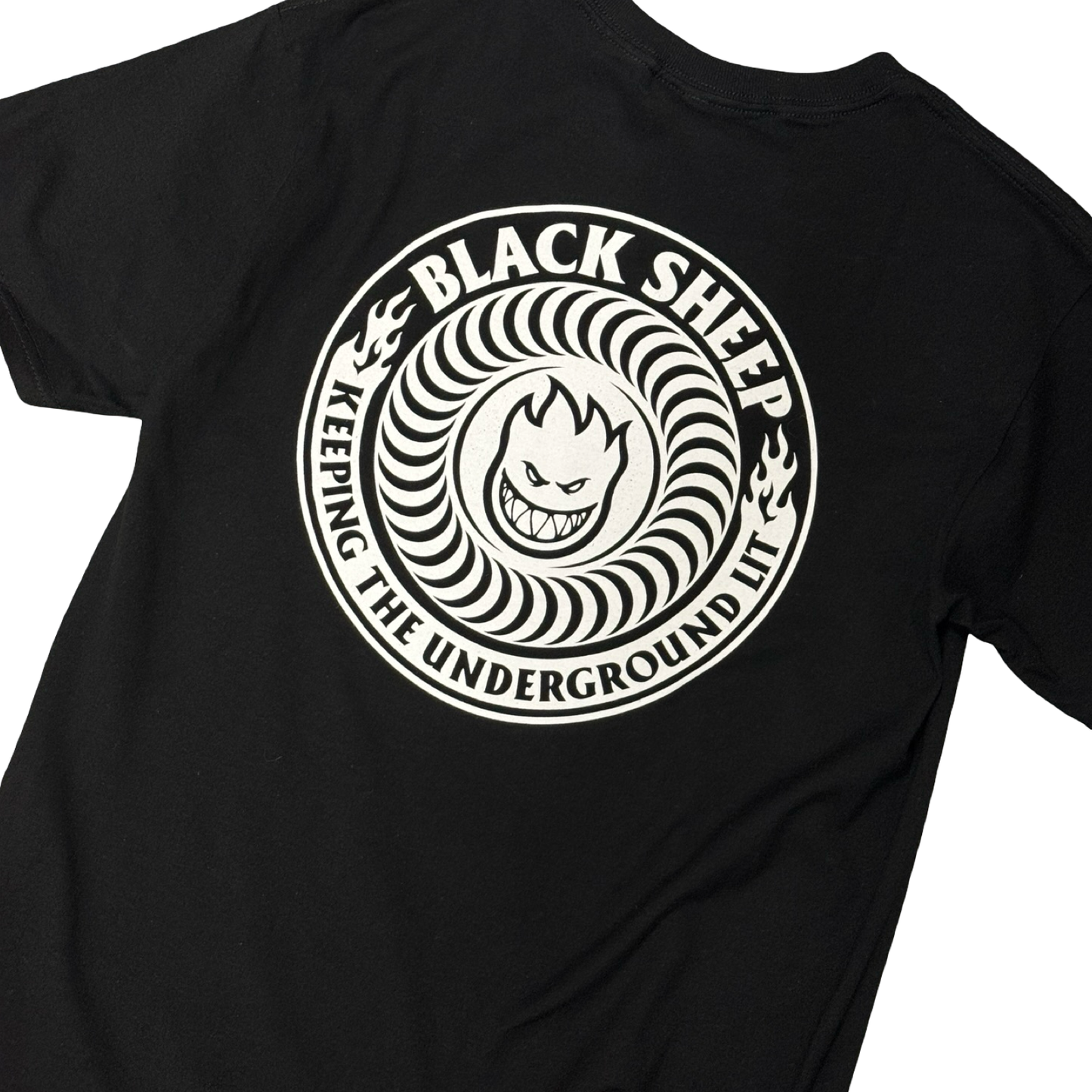 Spitfire Wheels x Black Sheep Keeping The Underground Lit Custom T-Shirt Black