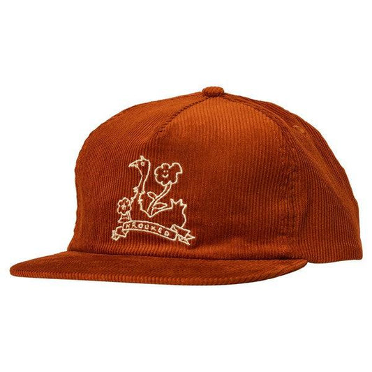 Krooked Skateboards Belle Unstructured Corduroy Snapback Hat Rust-Black Sheep Skate Shop