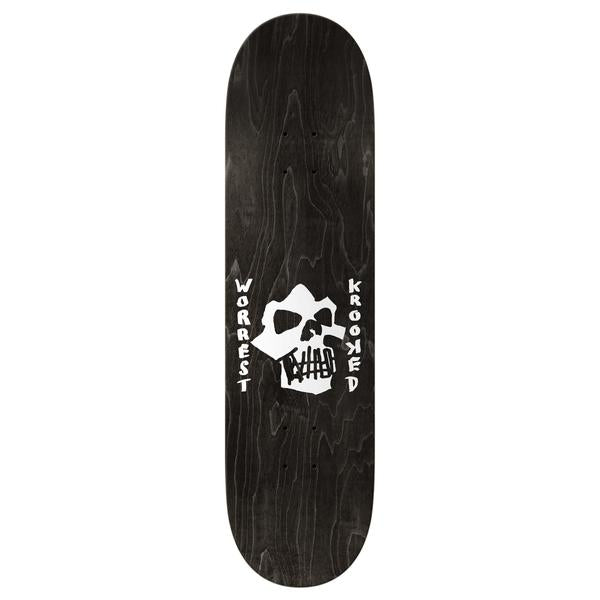 Krooked Skateboards Bobby Worrest Skulls and Bolts Slick Bottom Twin Tail Deck 8.3"-Black Sheep Skate Shop