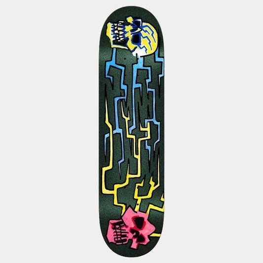 Krooked Skateboards Bobby Worrest Skulls and Bolts Slick Bottom Twin Tail Deck 8.3"-Black Sheep Skate Shop