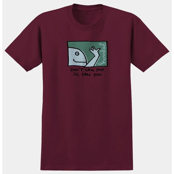 Krooked Skateboards Call Me T-Shirt Burgundy-Black Sheep Skate Shop