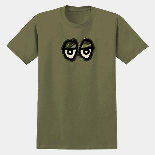 Krooked Skateboards Camo Eyes T-Shirt Military Green-Black Sheep Skate Shop