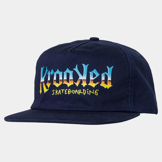 Krooked Skateboards Chrome Zone Unstructured Snapback Hat Navy-Black Sheep Skate Shop