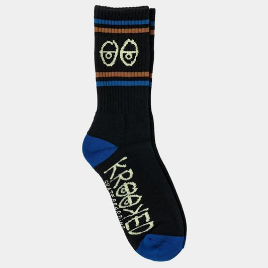 Krooked Skateboards Eyes Socks Black - Blue - Brown-Black Sheep Skate Shop