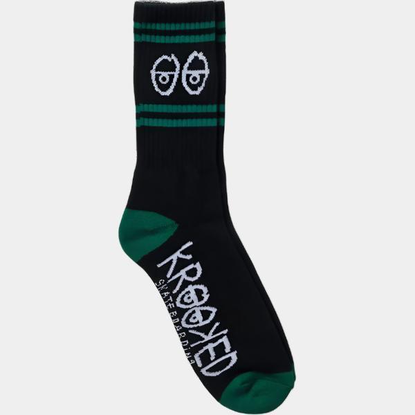 Krooked Skateboards Eyes Socks Black - Green - White-Black Sheep Skate Shop