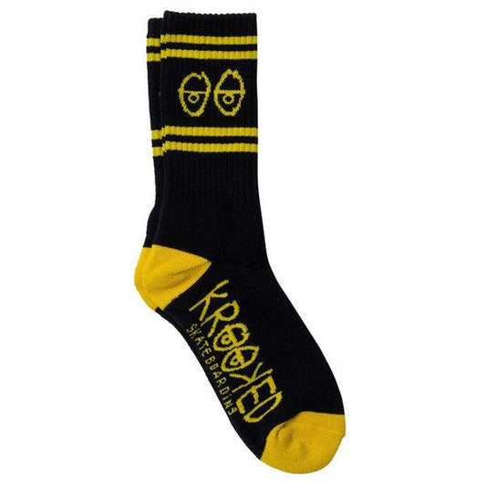 Krooked Skateboards Eyes Socks Black - Yellow-Black Sheep Skate Shop