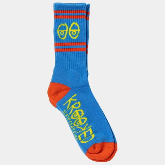 Krooked Skateboards Eyes Socks Light Blue - Red - Yellow-Black Sheep Skate Shop