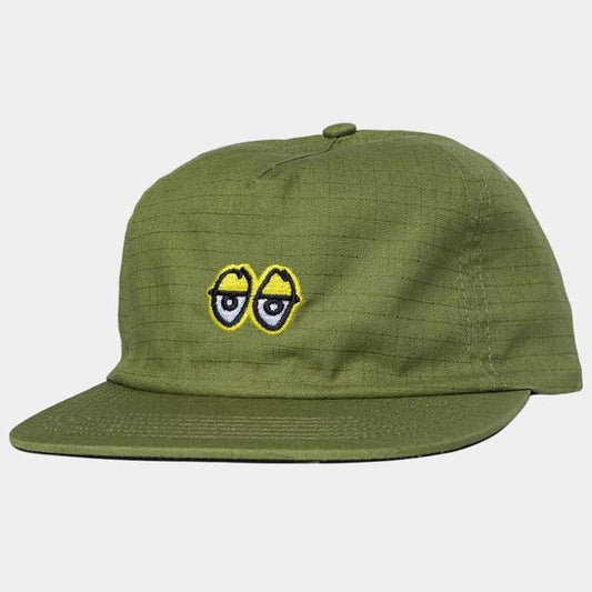 Krooked Skateboards Eyes Unstructured Snapback Hat Olive Ripstop-Black Sheep Skate Shop