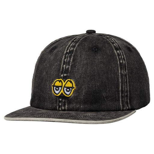Krooked Skateboards Eyes Unstructured Strapback Hat Black Washed - Gold-Black Sheep Skate Shop