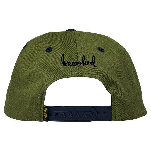 Krooked Skateboards Mermaid Fish Unstructured Snapback Hat Olive - Navy-Black Sheep Skate Shop