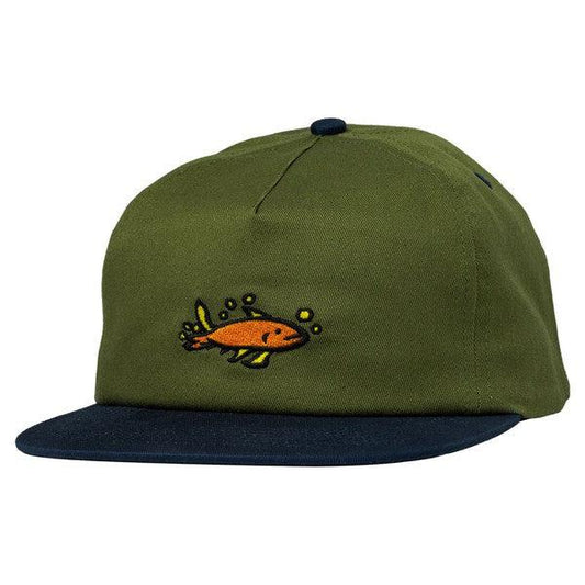 Krooked Skateboards Mermaid Fish Unstructured Snapback Hat Olive - Navy-Black Sheep Skate Shop