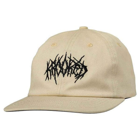 Krooked Skateboards Necro Skript Unstructured Strapback Hat Off White-Black Sheep Skate Shop