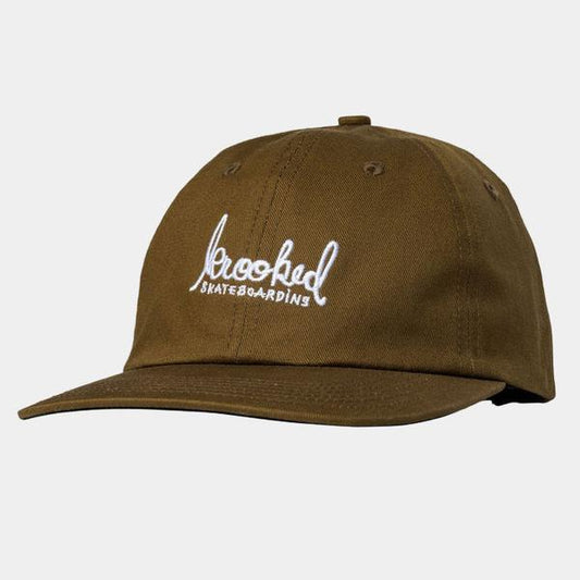 Krooked Skateboards Skript Strapback Hat Brown - White-Black Sheep Skate Shop