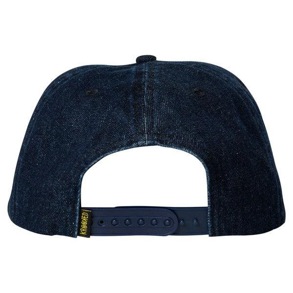 Krooked Skateboards Skript Unstructured Denim Snapback Hat Navy-Black Sheep Skate Shop