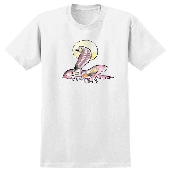 Krooked Skateboards Snake T-Shirt White-Black Sheep Skate Shop