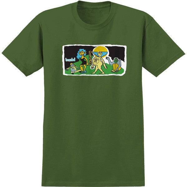 Krooked Skateboards Stroll T-Shirt Military Green-Black Sheep Skate Shop