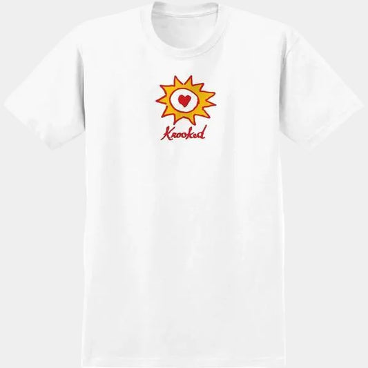 Krooked Skateboards Sun Heart T-Shirt White-Black Sheep Skate Shop
