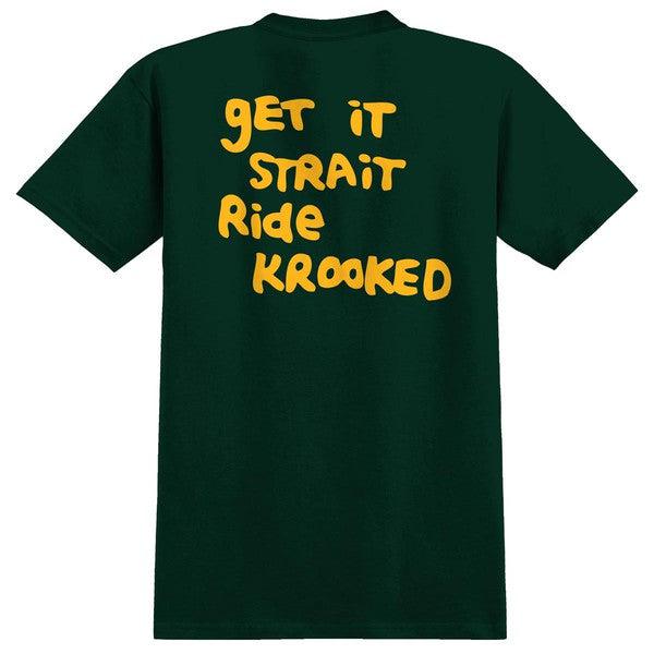 Krooked Strait Eyes Fill T-Shirt Forest Green - Gold-Black Sheep Skate Shop