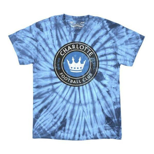 Mitchell & Ness Charlotte FC Vintage Logo Tie Dye T-Shirt Aqua-Black Sheep Skate Shop