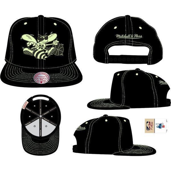 Mitchell & Ness Charlotte Hornet Glow Up Retro HWC Snapback Hat Black-Black Sheep Skate Shop