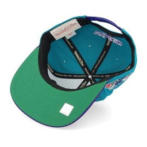 Mitchell & Ness Charlotte Hornet Side Core 2.0 Retro HWC Snapback Hat Teal - Purple-Black Sheep Skate Shop
