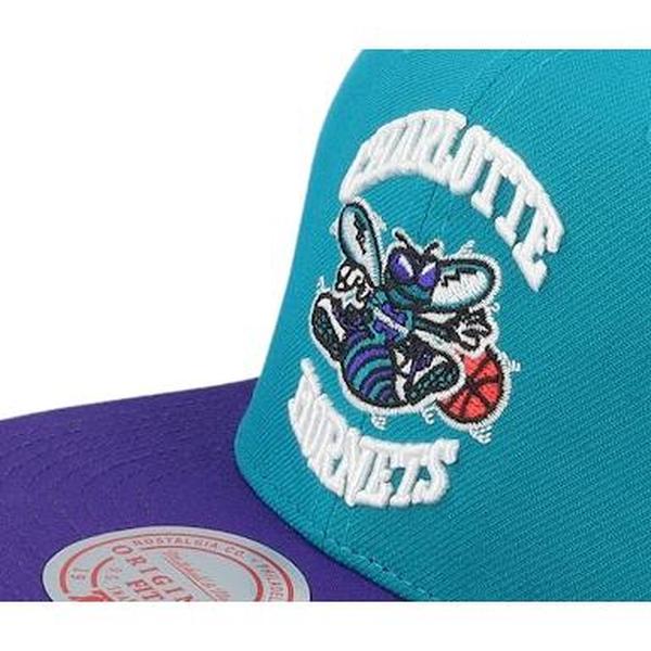 Mitchell & Ness Charlotte Hornet Side Core 2.0 Retro HWC Snapback Hat Teal - Purple-Black Sheep Skate Shop