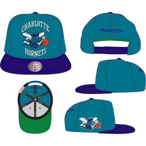 Mitchell & Ness White/Teal Charlotte Hornets Hardwood Classics Snapback Hat