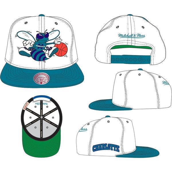 Mitchell & Ness Charlotte Hornet Side Core 2.0 Retro HWC Snapback Hat White - Teal-Black Sheep Skate Shop