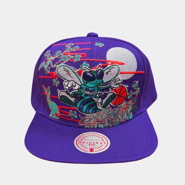 Mitchell & Ness Charlotte Hornets AH HWC Snapback Hat Purple-Black Sheep Skate Shop