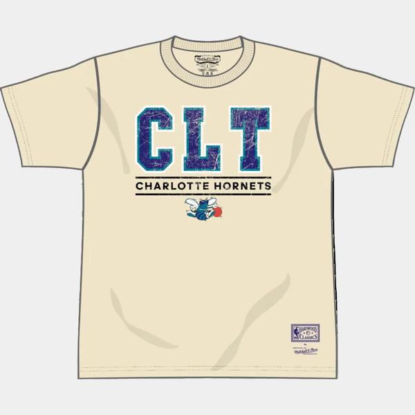 Mitchell & Ness Charlotte Hornets Abbreviated Arch Hardwood Classics NBA T-Shirt Cream-Black Sheep Skate Shop