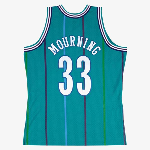 Mitchell & Ness Charlotte Hornets Alonzo Mourning 1992-93 Swingman Road Jersey - Teal-Black Sheep Skate Shop