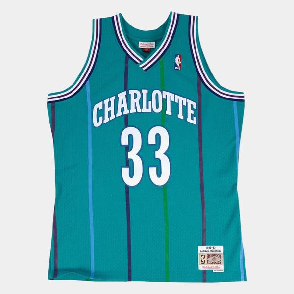 Mitchell & Ness Charlotte Hornets Alonzo Mourning 1992-93 Swingman Road Jersey - Teal-Black Sheep Skate Shop