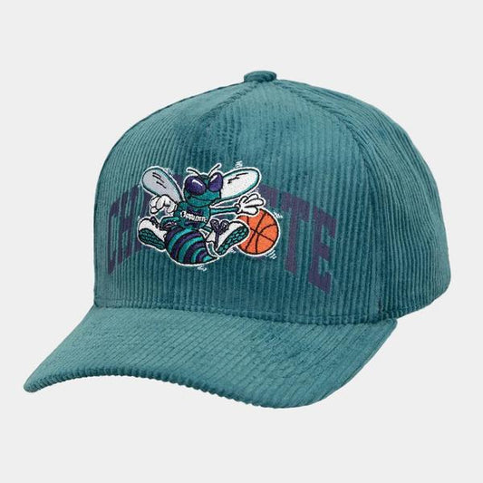 Mitchell & Ness Charlotte Hornets Arch Stamp Pro Corduroy HWC Snapback Hat Teal-Black Sheep Skate Shop