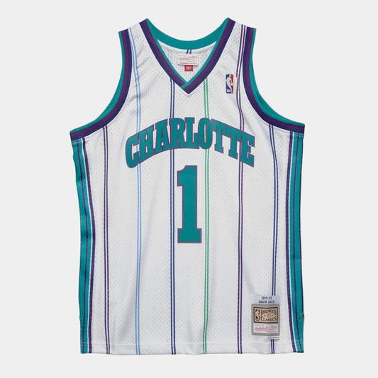 Mitchell & Ness Charlotte Hornets Baron Davis 1999-2000 Swingman Jersey White-Black Sheep Skate Shop