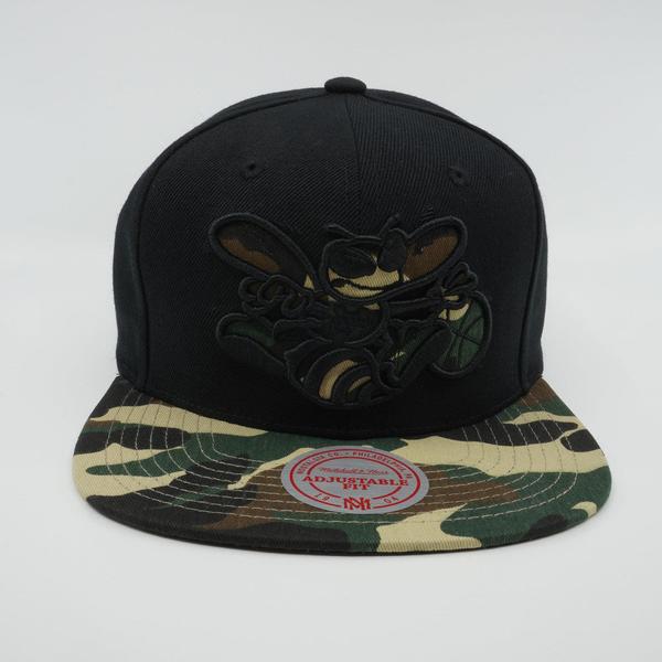 Mitchell & Ness Charlotte Hornets Camo Bill HWC Snapback Hat Black-Black Sheep Skate Shop