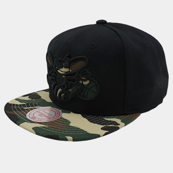 Mitchell & Ness Charlotte Hornets Camo Bill HWC Snapback Hat Black-Black Sheep Skate Shop