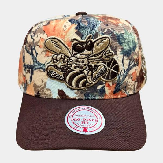 Mitchell & Ness Charlotte Hornets Camo Leaf HWC Pro Snapback Hat-Black Sheep Skate Shop