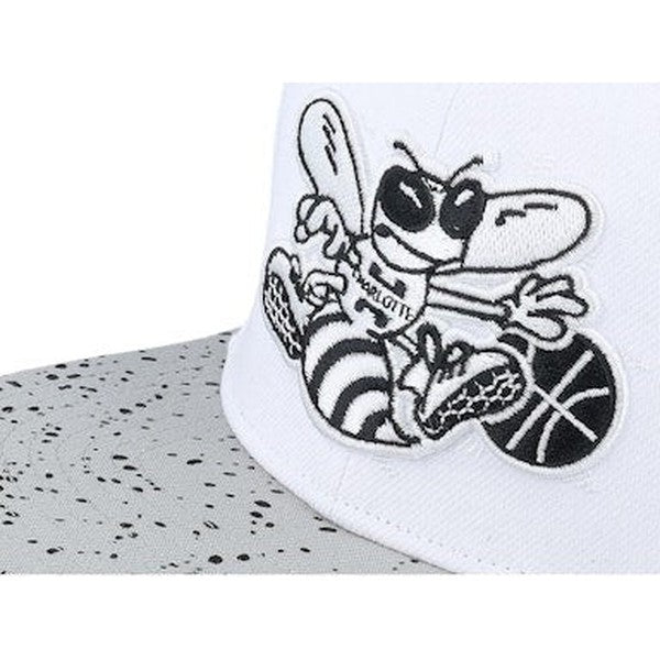 Mitchell & Ness Charlotte Hornets Cement Top HWC Snapback Hat White - Silver-Black Sheep Skate Shop