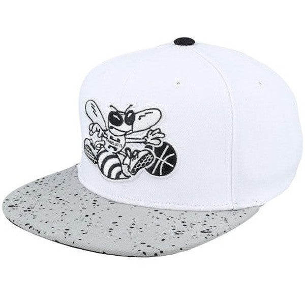 Mitchell & Ness Charlotte Hornets Cement Top HWC Snapback Hat White - Silver-Black Sheep Skate Shop