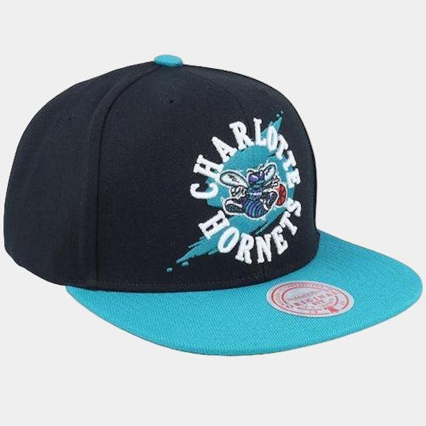 Mitchell & Ness Charlotte Hornets Circle Splash HWC Snapback Hat Black - Teal-Black Sheep Skate Shop