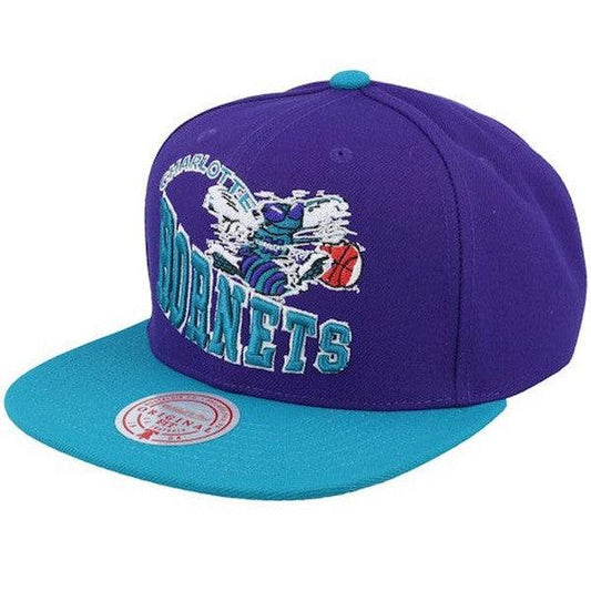 Mitchell & Ness Charlotte Hornets Crooked Path HWC Snapback Hat Purple - Teal-Black Sheep Skate Shop