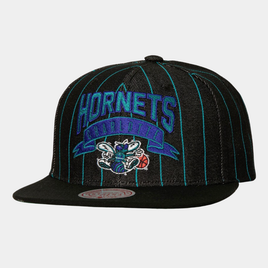 Mitchell & Ness Charlotte Hornets Dem Stripes HWC Snapback Hat Black-Black Sheep Skate Shop