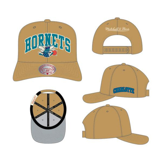 Mitchell & Ness Charlotte Hornets Dusted Arch Pro HWC Snapback Hat Ochre-Black Sheep Skate Shop