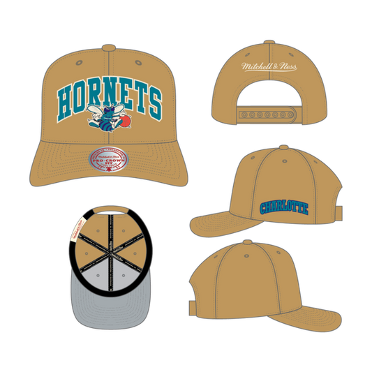Mitchell & Ness Charlotte Hornets Dusted Arch Pro HWC Snapback Hat Ochre-Black Sheep Skate Shop