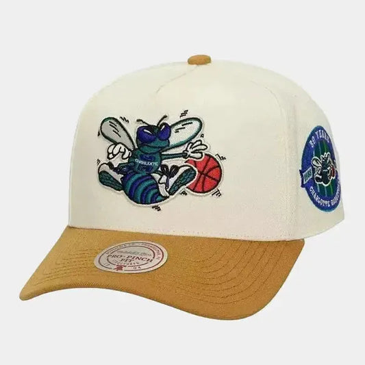 Mitchell & Ness Charlotte Hornets Dusted Double Pro HWC Snapback Hat Off White-Black Sheep Skate Shop