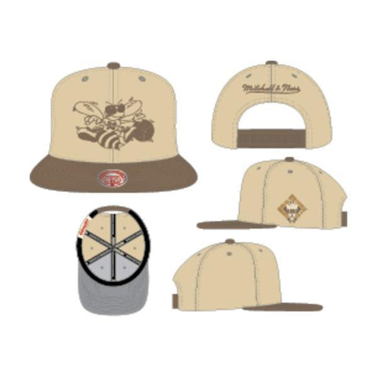 Mitchell & Ness Charlotte Hornets Fashion Basic Two Tone HWC Snapback Hat Cream-Black Sheep Skate Shop
